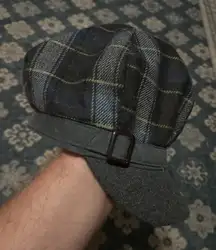 Nine West Plaid‎ Newsboy Cap Hat Gray Blue Fashion Accessory Cute