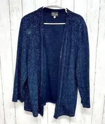 Onyx Nite Cardigan 16 Open Front Black Blue Sparkle Holiday Party Work Sparkled