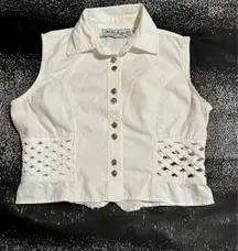 Womens small Vintage Adobe Rose cropped 100% cotton bottom down vest