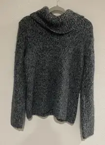 VTG Susan Bristol Women's L Chunky Knit Turtleneck Sweater Gray Wool Blend‎ Fall