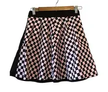 Black Checkered Pleated Mini‎ Skirt Ring Zipper Streetwear Punk Rave
