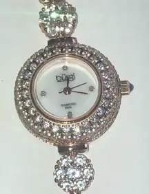 Burgi Ladies Diamond Dial BUR139RG Crystal CZ Rhinestone Rose Gold Tone Watch