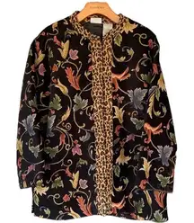 Vintage tapestry woven floral leopard blazer Jacket Fall Boho Western Festival