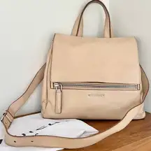 Givenchy Adjustable Straps Leather Pandora Pure Flap Satchel Bag Beige Women's