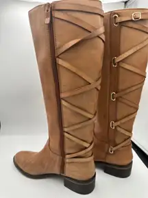 Women’s BCBGeneration Janiss Luggage Leather Riding Boots Tan Size 8