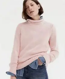 J. Crew Always 1988 Roll Neck Cotton Sweater Blush Pink