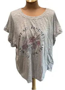 Jane + Delancey Gray Embroidered T Shirt Wild Flower Spread Kindness Inspiration