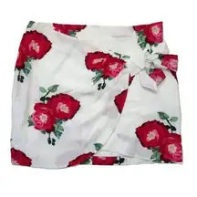 NWT Sezane Pacome Mini in Ecru Peony Floral Silk Tie Wrap Short Skirt 36 / 4