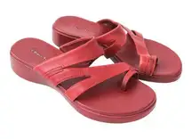 Vintage 90s Bare Traps Red Leather Toe Sandals