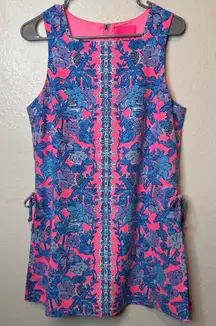 Lilly Pulitzer Donna Square Neck Romper Soleil Pink Palm Paradise Size 8