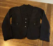 White House Black Market Black Wool Blend Sweater with Button Accents Size S GUC