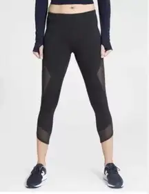 Athleta  Aura Sonar Capri Leggings Black sz XS Mesh Yoga Running Athletic Pants