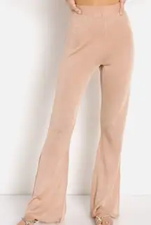 L Space Glisten High Rise Sheer Flare Pants Champagne Pink Gold Size XS