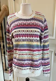 Vintage Colorful Nordic Fair Isle Cotton Sweater