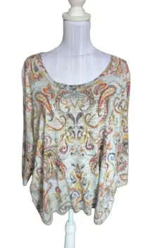 Kim Rogers Curvy Gray Plaid Top Size 3X