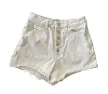 ZARA High Waist Cut Out White Denim Shorts Sz 4