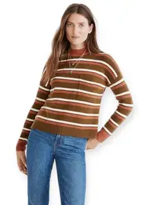Madewell Redmond Mock Neck Pocket fall winter Sweater in Stripe Size Small