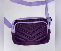 Lands End QUILTED CROSSBODY HANDBAG Purple  DUAL POUCH Zipper Close Ultra Light