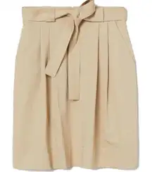*50off3* NWOT H&M High Waist Belted Lyocell Mini Skirt S Khaki Beige Pockets