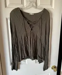 Army green boho blouse