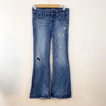 American Eagle  Y2K low rise flare ripped destroyed Hipster stretch jeans 2