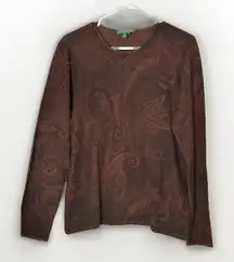 Lauren Ralph Lauren Women's XL Paisley Print Crewneck Sweater Silk Cashmere