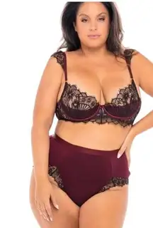 Oh La La Cheri Lingerie Set Eyelash Shelf Cup Bra | High Waisted Panties Size 2X