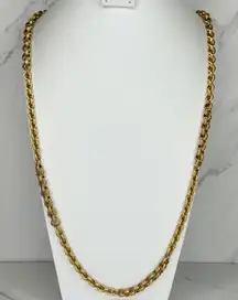 St. John Gold Chain Necklace 46" Palm Beach New York Text Links Statement ✨