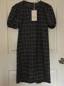 NWT Zara Textured Puffed Sleeve Dress
