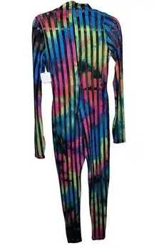 Allure brand colorful striped white black net design jumpsuit. Nwt