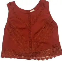 Self Esteem Rusty Sleeveless Lace Baby Crop Tee