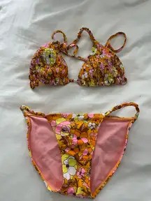 Pink orange and yellow triangle bikini set