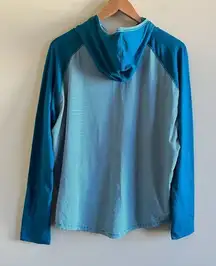 Brooks Dash Running Hoodie‎ Top Athletic Women's Size M Striped Teal Thumhole