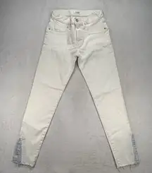 Moussy Vintage White Wash Denim Jeans‎ Frayed Hem Made in Japan Size 25