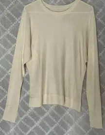 Lululemon Cream Off White Cashmere Blend Pullover Sweater Crew Neck Size Medium