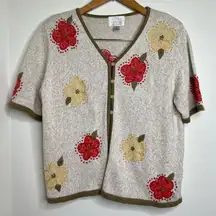 VTG Christopher & Banks Hand Embroidered Sweater Women’s Medium Floral