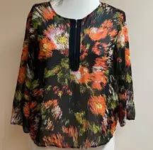 NWT  Sz XL Beautiful Colorful Blouse Long Sleeve Top