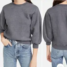 Agolde Thora 3/4 Sleeve Sweatshirt in Graphite Heather Size Medium