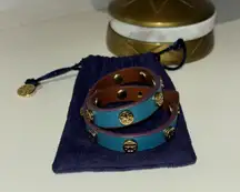 Tory Burch leather wrap logo bracelet