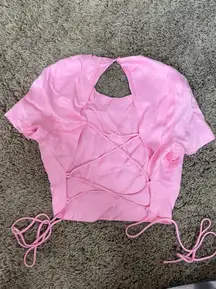 Lace Up Back Silk Shirt