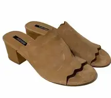 Kensie  Maddie Suede Block Heel Slide 8M Tan Casual Church Dress Sandal