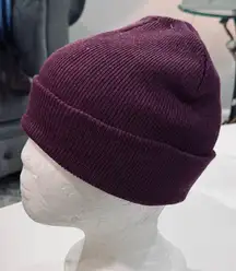 Ribbed Purple Unisex Knit Cuffed Beanie