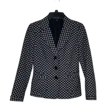 Atelier Women's‎ Jacket Blazer Button-Up Tweed Geometric Lined Collared Black 2