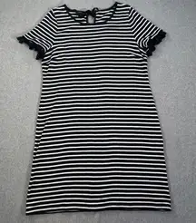 Talbots Stripe Short Sleeve Tee Shirt Dress Women's X-Large Black/White Tassel
