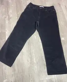 Women's Croft & Barrow Black straight leg corduroy Stretch Pant size 14s E0111