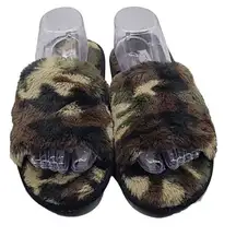 Steve Madden Women’s Camo Faux Fur Slip-On Slippers Size 10M Cozy Slide NWOT