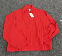 SPANX Active Run Red Half Zip Jacket 4 Way Stretch Water Repellent Size XL NEW