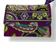 Vera Bradley Heather Floral Trifold Wallet 💜 Purple Green Quilted Cotton