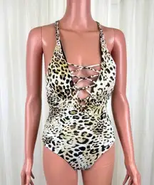 Women's Cheetah Print Plunge V-Neck Bodysuit - No Size Tag