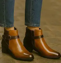 Unity In Diversity Cognac & Espresso Burnished Ankle Boots Size 38 (7-7½)